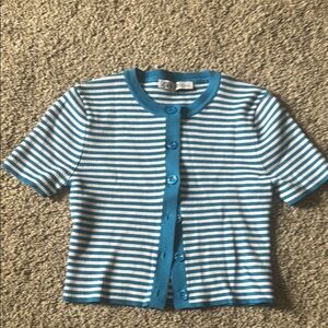 ZARA Striped Blue and White Shirt